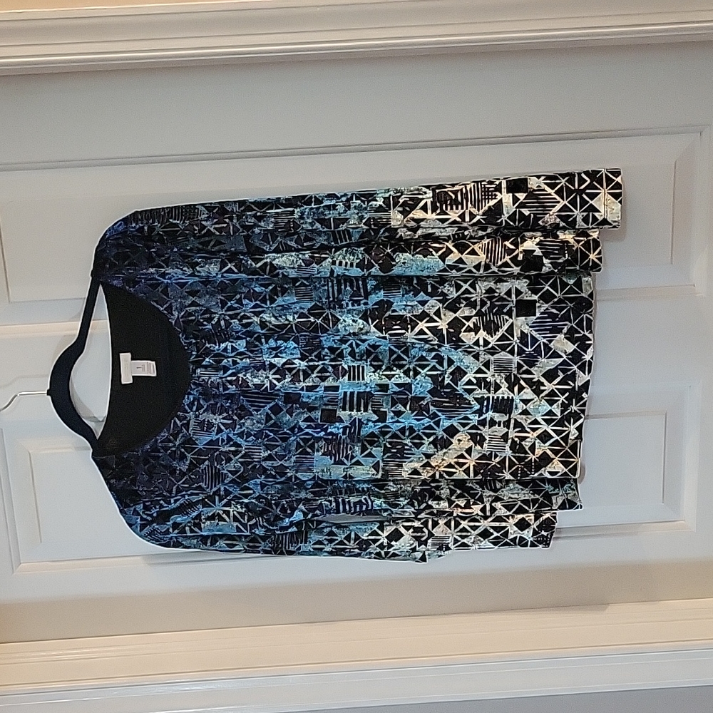 Chicos blue black velour graphic print medium - Picture 1 of 5